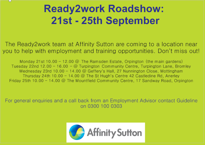 Affinity Sutton - Ready To Work Roadshow - Thursday 24th October 2015 - 2