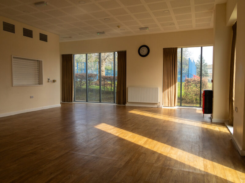 Hall empty on sunny day