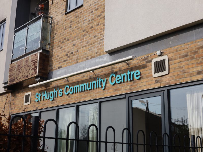 St Hugh's Community Centre Name sign from front